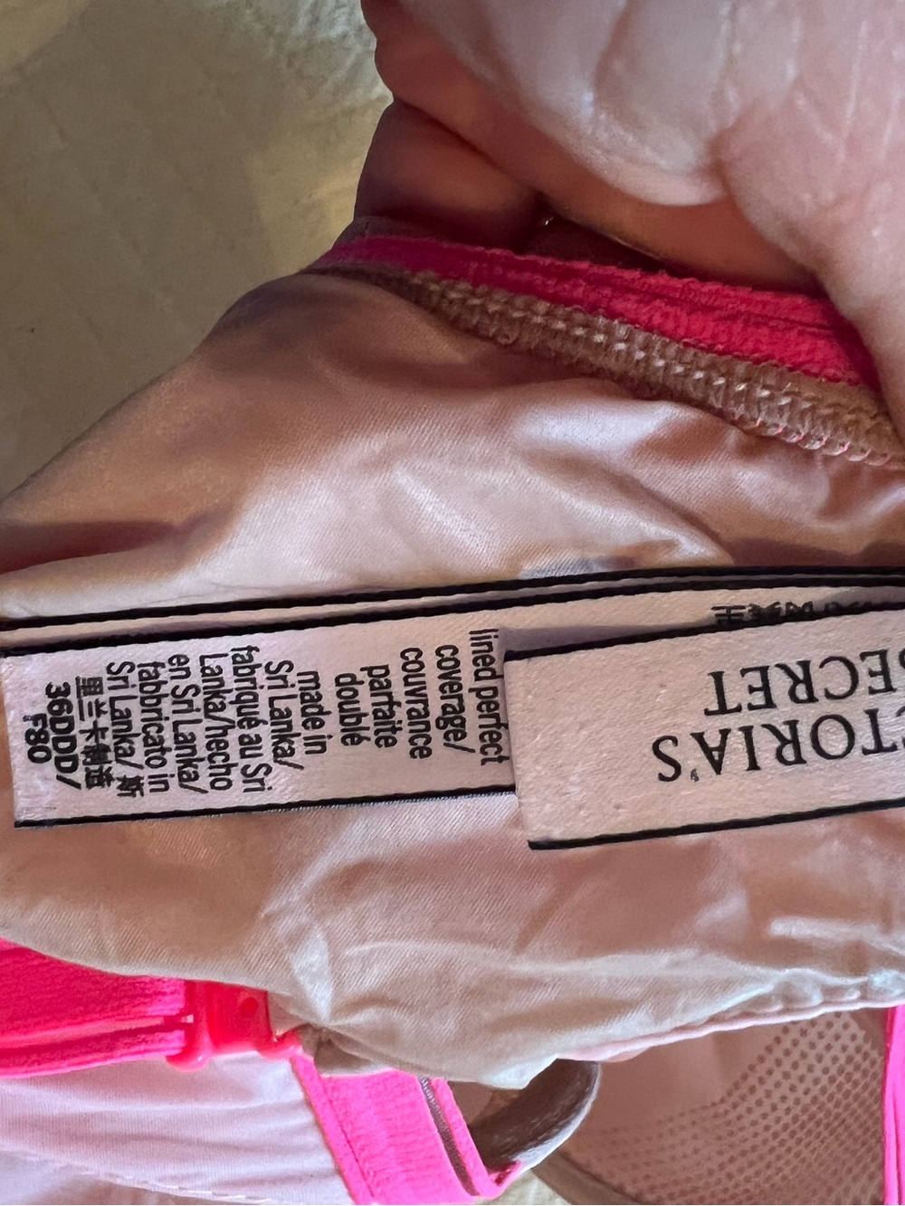 Victoria's Secret Light Pink Bra with Bright Pink Straps - Picture 4 of 4